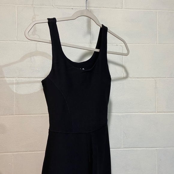 Wilo the Label Women Flare Jumpsuit Black Athletic Travel Workout Loungewear Rib - Picture 9 of 9